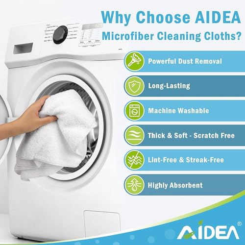 AIDEA Microfiber Cleaning Cloth White 50PK, Cleaning Rags, Lint Free Microfiber Towels, Kitchen Towels Dusting Cloth, Wash Cloths, Dish Rags White, 12"x 12" - color: White, size: 12 in. x 12 in.