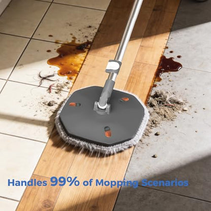 YASHE Spin Mop and Bucket Set with Wringer, True Clean Water Separation Mop Bucket System with Detachable Inner Bucket, Hands-Free Floor Mop with 2 Washable Microfiber Pads