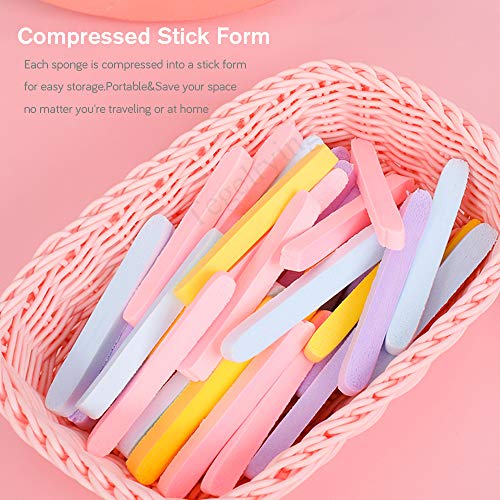 Facial Sponge Compressed,60 Pcs PVA Professional Makeup Removal Wash Round Face Sponges Spa Pads Exfoliating Cleansing for Women,Yellow,Pink,Blue,Purple - color: Yellow,Blue,Purple,Pink