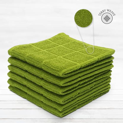 100% Cotton Terry Dish Cloth & Dish Towel, 6 Pack, Super Soft and Absorbent Kitchen Towels, Perfect for Kitchen Cleaning and Dish Washing (Green 6 Pack) - color: Green 6 Pack
