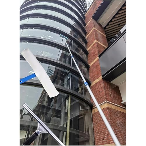 Commercial Professional Window Cleaning Tool, 3 in 1 High Window Washing Kit with Aluminum Pole & Fiber Duster, Window Cleaner Tools for Hard to Reach Outside/Housekeeping(10.8m/35.4ft) - size: 10.8m/35.4ft