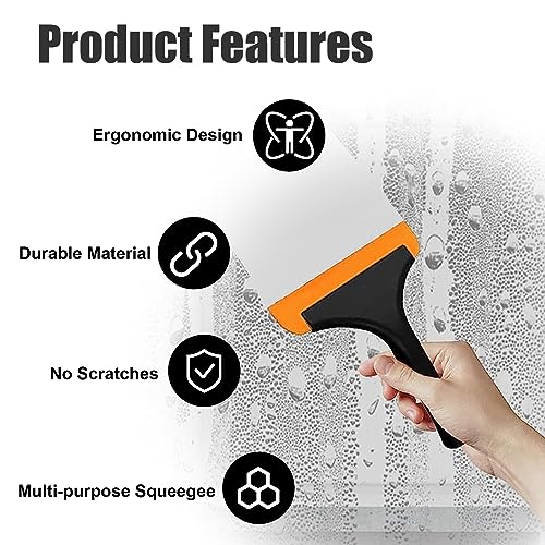 Ziciner Small Silicone Window Squeegee, Car Windshield Water Blade Squeegee, Multifunctional Auto Squeegee with 5.9 Inch Blade and Non-Slip Handle for Car Window, Mirror, Home Cleaning (Black) - color: Black-1pcs