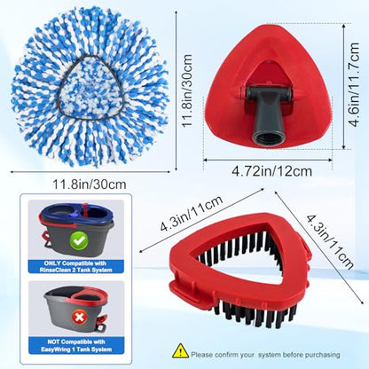 Mop Replacement Heads for O Cedar RinseClean 2 Tank System,2 Microfiber Mop Head Refills,1 Scrubber mophead and 1 Mops Base Combo Set for O-Cedar 2 Tank,MOp Replace Heads for Wet/Dry Floor Cleaning - size: for Ocedar 2 Tank
