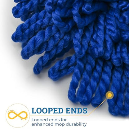 KLEEN HANDLER 24 Inch Microfiber Dust Mop, Medium Washable Commercial, Sweeper, Janitorial Head Replacement, Push Mop Broom, Blue - color: Blue - 24 Inch, size: 1 Pack