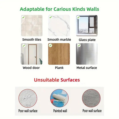 4-Pack Space-Saving No-Drill Adhesive Wall-Mounted Mop & Broom Holder, Bathroom Organizer with Strong Adhesive Clips, Durable Plastic Storage Rack, White