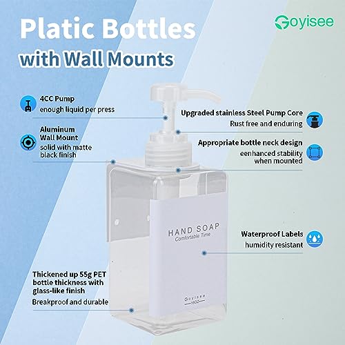 Refillable Shampoo and Conditioner Bottles for Shower Wall,Shampoo and Conditioner Dispenser with Pump No Drill (3 Bottles 3 Wall Mounts-Clear) - color: 3 Bottles 3 Wall Mounts-clear