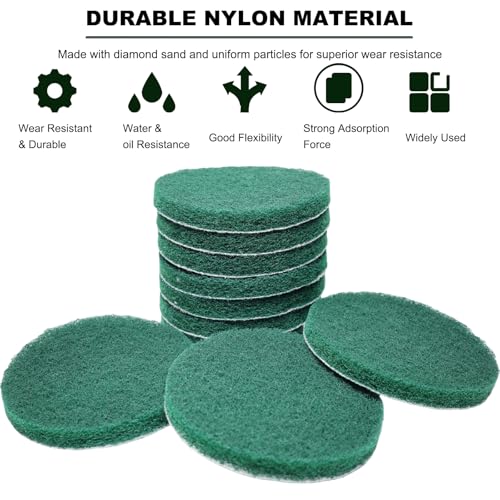 10 Pack 6 Inch 240 Grit Multipurpose Green Scrubber Scouring Pads Flocking Scuff Pads -Hoop and Loop Scuff Pads Conditioning Discs Polishing Pad for Furniture Automotive Cleaning, Rust Removal - style: 240 Grit
