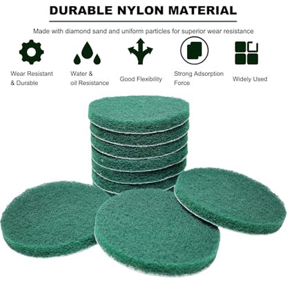 10 Pack 6 Inch 240 Grit Multipurpose Green Scrubber Scouring Pads Flocking Scuff Pads -Hoop and Loop Scuff Pads Conditioning Discs Polishing Pad for Furniture Automotive Cleaning, Rust Removal - style: 240 Grit