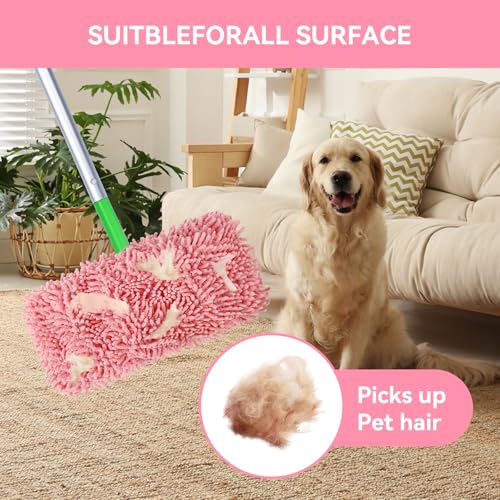 4Pcs Reusable Microfiber Mop Pads Compatible with Swiffer Sweeper, Replacement Wet Mopping pad Refills & Washable Dry Sweeping Cloths for Surface/Hardwood Floor Cleaning（Pink） - color: Pink- 8pcs Chenille Mop
