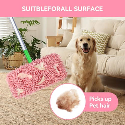 4Pcs Reusable Microfiber Mop Pads Compatible with Swiffer Sweeper, Replacement Wet Mopping pad Refills & Washable Dry Sweeping Cloths for Surface/Hardwood Floor Cleaning（Pink） - color: Pink- 8pcs Chenille Mop