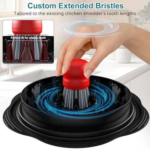 Mini Dish Brush for Cleaning Chicken Shredder, Palm Brush Dish Scrubber with Ergonomic Grip, Kitchen Brush for Washing Dishes, Pans, Pots, Sink (4, Red) - color: Red