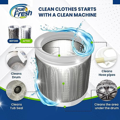 True Fresh 25-Pack Washing Machine Cleaner Tablets (12-Month Supply) & 2-in-1 Toilet Brush & Plunger Set - Ultimate Deep Cleaning for a Fresh, Sparkling Home