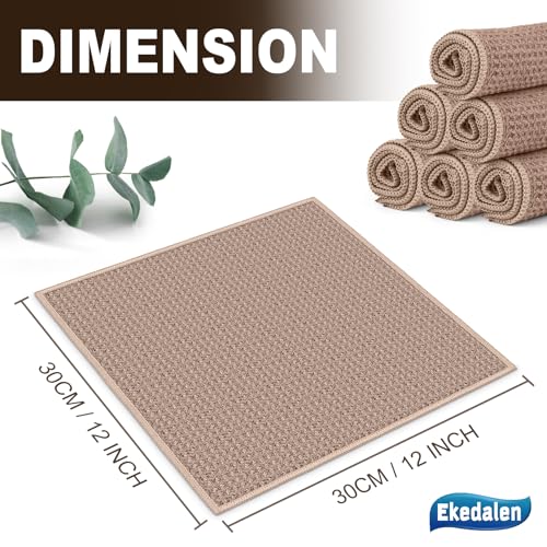 Microfiber Cleaning Cloth Waffle Weave for Dusting Absorbent Towel Quick Drying Dust Rags Household Kitchen, Lint Free Streak Free, 6 Pack,12 x 12 Inches, Khaki - color: Khaki, 12 X 12 Inch
