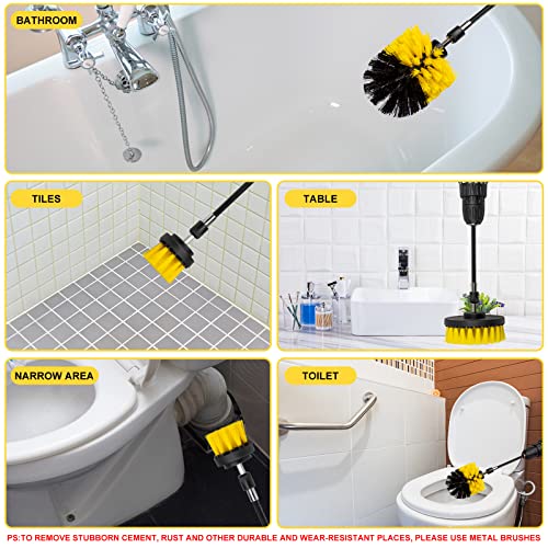 Drill Brush Attachment Kit, Multi-Purpose Scrubber, 4-Piece Cleaning Kit for Bathroom, Glass, Tile, Car Tires - Black - color: Black