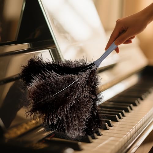 Feather Duster-Genuine Ostrich Feathers,Anti-Static,Reusable Eco-Friendly Handheld Cleaning for Keyboard,Home,Car,Office(17Inch,2Pack) - color: Natural-17in-styled-2pcs