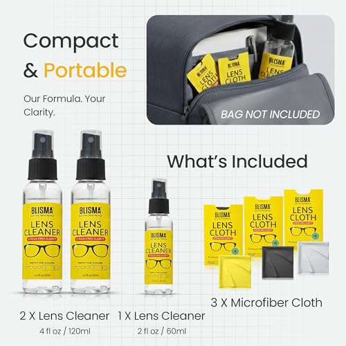 Crystal Clear Eyeglass Lens Cleaner Spray Kit | 2 × 60 ml + 2 Microfiber Cloths | See Crystal Clear | Glasses, Sunglasses & Optical Lenses | Pack of 6