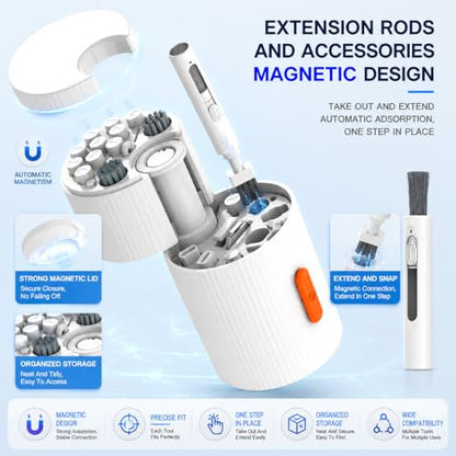 33-in-1 Electronics Cleaning Kit, Magnetic Professional Keyboard Cleaner with Retractable Brush, Screen Cleaner and Earbud Cleaning Pen for Computer, iPhone, Laptop, PC and Airpods - color: 32-in-1 White