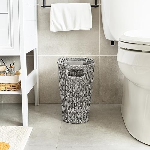 GRANNY SAYS Wicker Waste Basket - Waterproof, Space-Saving, 15L/4Gallon, Bathroom & Bedroom Trash Can - color: Gray, size: Rectangular - 13"L x 7½"W x 12¼"H