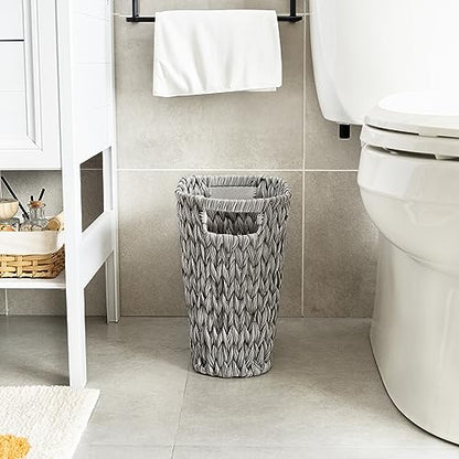 GRANNY SAYS Wicker Waste Basket - Waterproof, Space-Saving, 15L/4Gallon, Bathroom & Bedroom Trash Can - color: Gray, size: Rectangular - 13"L x 7½"W x 12¼"H
