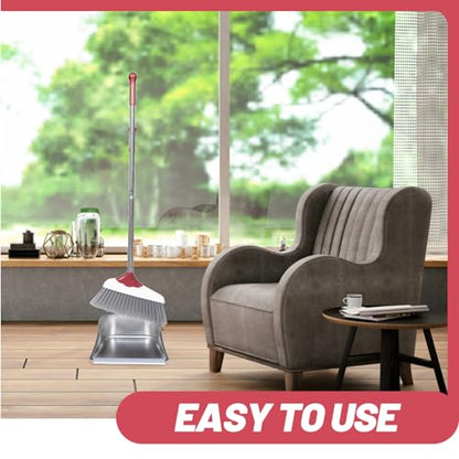 Healifty 1set Broom and Dustpan Handle for Easy Cleaning Home Office and Kitchen Soft Bristles for Efficient Dust Collection and Versatile Use - color: Color15