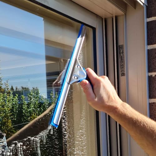 Professional Squeegee - Premium Quality Silicone Rubber Blades with Ergonomic Handle for Streak-Free Cleaning - Perfect for Windows, Shower Doors, and Railings - size: Single: Professional Squeegee