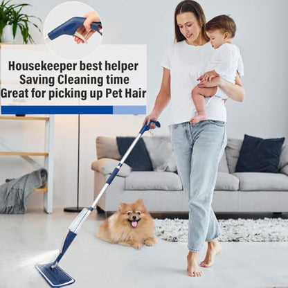 Spray Mop for Floor Cleaning, 2 Pack with Refillable Bottles & Pads | Blue combo, refillable 14 oz bottles, 6 washable microfiber pads, wet/dry use for hardwood, tile, laminate, home & commercial - color: Blue&blue