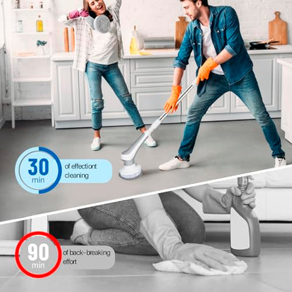 CITRICACID Electric Spin Scrubber Upgraded Battery, Cordless Shower Scrubber with 8 Scrub Brush, 2 Speed with Adjustable Extension Handle,Scrubber for Bathroom Bathtub Tile Floor