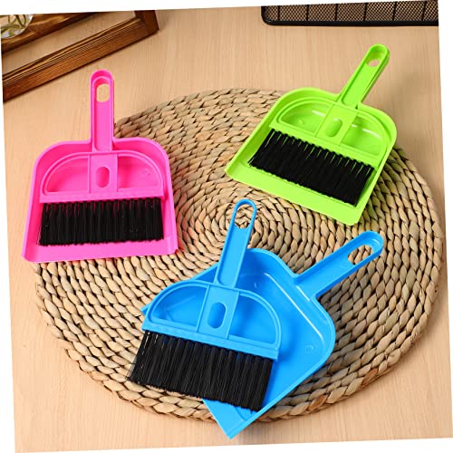 Healifty 9sets Mini Handheld Broom and Dustpan Cleaning Tool for Tabletop and Pet Cages Compact Broom Dust Pan for Easy Cleaning of Narrow Spaces