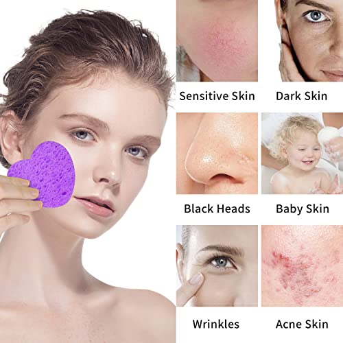 50-Count Facial Sponges Compressed, 100% Natural Cellulose Face Sponge Professional Cosmetic Spa Sponges for Face Cleansing, Exfoliating Mask, Makeup Removal for Travel and Home, Purple - color: 50- Pack Purple