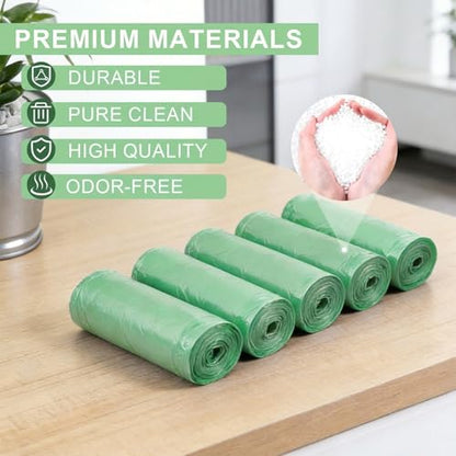 Drawstring Trash Bag 100PCS, Leakproof Small Trash Bags, Unscented Small Garbage Bags, 15 Liter Mini Wastebasket can Liners for Office Bedroom Bathroom, Green - color: 100Green
