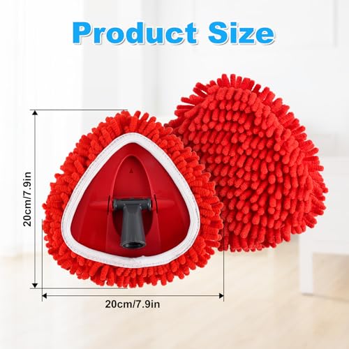 Mop Replace Head for O Cedar, Spin Mop Heads Replacements for Ocedar Easywring 1 Tank Spin Mop, Chenille Duster for Ocedar Mop Include 3 Pack Red Microfiber Chenille Mop Pad for Ocedar Spin Mop - size: For Ocedar 1 Tank Spin Mop