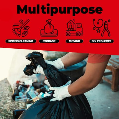 ToughBag 55 Gallon Contractor Trash Bags, 2 Mil Thick (30 Count) - Heavy Duty Drum Liners, Industrial & Commercial Black Garbage Bags - Made in USA