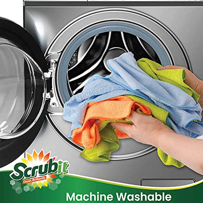 SCRUBIT Microfiber Cleaning Cloth - 8PK- Super Soft Cloths for Kitchen, Car, Windows - 12x14 in. Lint Free Towels