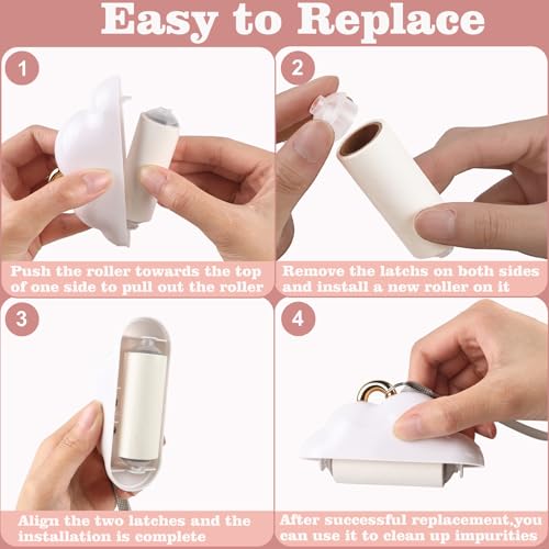 Mini Travel Lint Roller, Reusable Pet Hair Remover for Clothes with 150 Refillable Sheets (White) - color: White