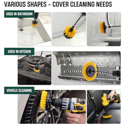 7 Piece BBQ Grill Cleaning Brush Ultra Stiff Drill Powered Cleaning Brushes Nylon Safe Bristle BBQ Grill Rust Remover Gift for Dad Grill Cleaner for Outdoor Grill (Yellow) - color: Yellow