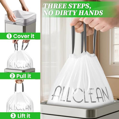 Trash Bags 13 Gallon Tall Kitchen Drawstring Garbage Bags,Fit 13 Gal Bins,Heavy Duty Tear&Leak Resistant Unscented Recyclable Trash Can Liners for Home Office Bathroom Garden Garage Outdoor - style: 13 Gallon-White