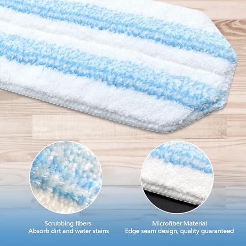 Pure Realm 6 Pack Mop Replacement Pads for Ocedar H2prO Flat Mop System, Washable and Reusable Handle Pads Refills for Floor Cleaning - color: Blue 6 Mop Pads