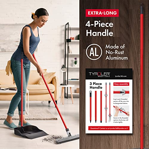 Tyroler Multi-Purpose Large 100% Rubber Dustpan for Dry & Wet Floor | New 105 cm Long Aluminum Anti-Rust Handle | Compatible with Any Size Broom and Squeegee | Floor Cleaning Indoor and Outdoor