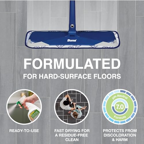Bona Multi-Surface Floor Cleaner Spray - 32 fl oz - Lemon Mint Scent - Refillable - Residue-Free Floor Cleaning Solution for Stone, Tile, Laminate, and Vinyl Floors - size: 32 Fl Oz (Pack of 1)