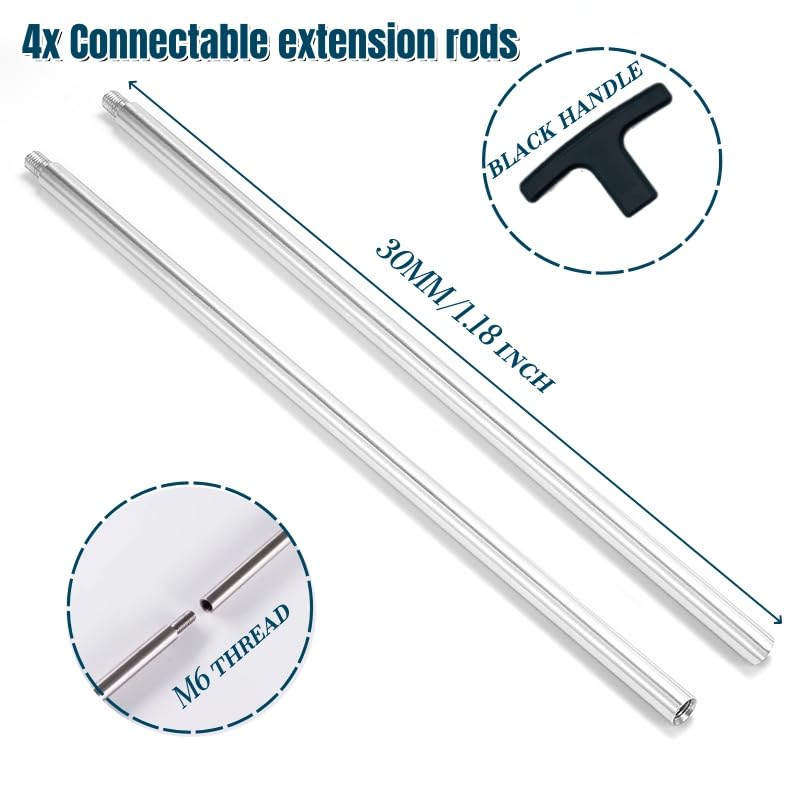 50 in Pipe Cleaning Brush Set with Stainless Steel Bristles, 5X Wire Brush with 4X Galvanized Flexible Rods, Stainless Steel Pipe Brush for Rust Polish,Tubes,Auto Parts Cleaning