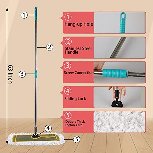 OFO 24inch Industrial Commercial Dust Mop 2 Sets // Heavy Duty Dust Mop // 63inch Length Stainless Steel Handle //Easily Clean Large Area Factory,Shopping Mall,Garage - style: 24 Inch