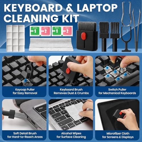 2026 Upgrade Phone Cleaning Kit 47PCS, iPhone Cleaning Kit, Airbuds AirPods Cleaning Kit, Keyboard, Charging Port Cleaner for Apple Lightning/Android USB-C - Includes Putty, Cloth & Wipes (Black) - color: Black (47PCS)