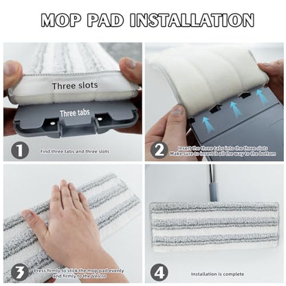 12 Pack Microfiber Mopping Pads Compatible with JOYMOOP, Libman, Oshang Flat Mop and Most 13"X5" Flat Floor Mop, Reusable & Washable Microfiber Cleaning Pads