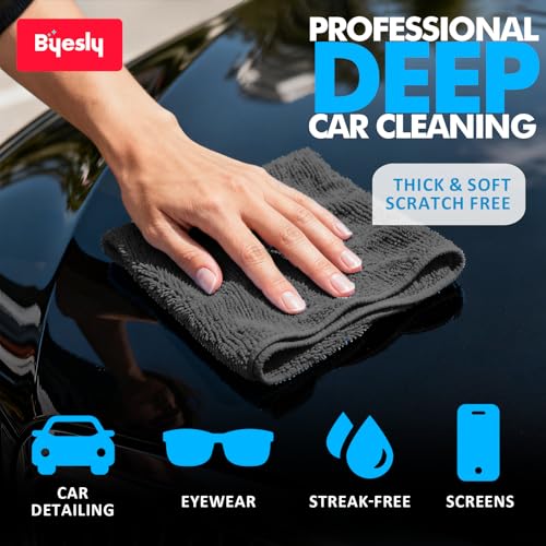 12-Pack Microfiber Cleaning Cloth, 11.5x11.5 Microfiber Towels for Cars, Dishes & House, for Detailers, Chefs & Efficient Home | Scratch-Free, Lint-Free, Ultra Absorbent(Black) - color: Black