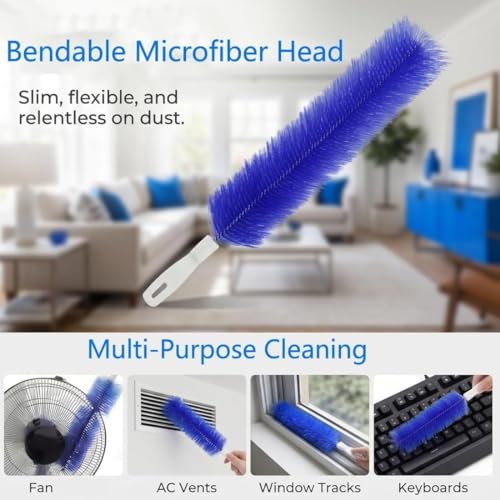 Fan Cleaning Brush, Multi Purpose Dust Removal Brush, Bendable Microfiber Head,Reusable Dust Remover, Washable,Ldeal for Ceiling Fan Blades,Air Vents,Cars Et Window Cleaning Gap Brush (3Pcs C) - color: 3pcs C