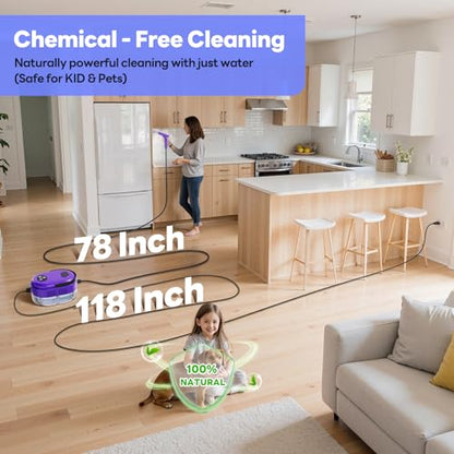 Handheld Steam Cleaner, 10s Fast Handheld Heating Steamer for Cleaning 15-in-1 High Pressure Steam Cleaner for Home & Kitchen, Grease, Grout, Tile,Floor,Couch and Car - color: Purple