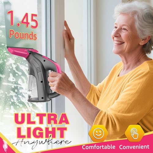 Window Vacuum Squeegee Cordless, 2000Pa Electric Window Vacuum Cleaner with Strong Suction, Lightweight Streak-Free Window Cleaner Tool for Windows, Shower Glass, Mirrors, Car Windshields