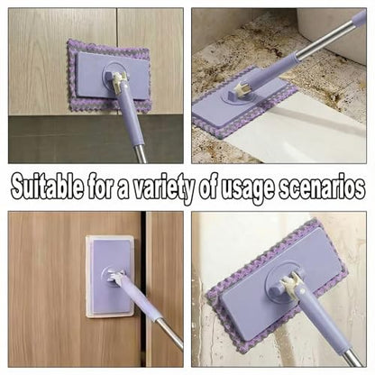 Snap Grip Mini Mop, Lazy Zero Touch Mini Mops with 10 Reusable Cloths, One-Click Cloth Change, Locking Head, Long Handle, Retractable Dust Mops for Multi-Surface Cleaning (Purple) - color: Purple