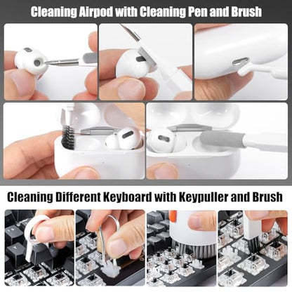 walrfid 2 Pack Laptop Phone Screen Cleaner Kit, Computer Keyboard Brush Cleaning Spray for iPhone AirPods MacBook iPad, 20-in-1 Electronic Device Tool for Camera Earbud TV Tablet Car Screens, White - color: 2PCS-White