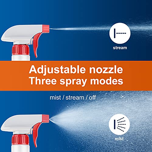 Veco Spray Bottle (5 Pack,24 Oz) with Measurements and Adjustable Nozzle(Mist & Stream Mode), HDPE Plastic Spray Bottles for Cleaning Solution, Household/Commercial/Industrial Use, No Leak and Clog - size: 24 oz 5Pack
